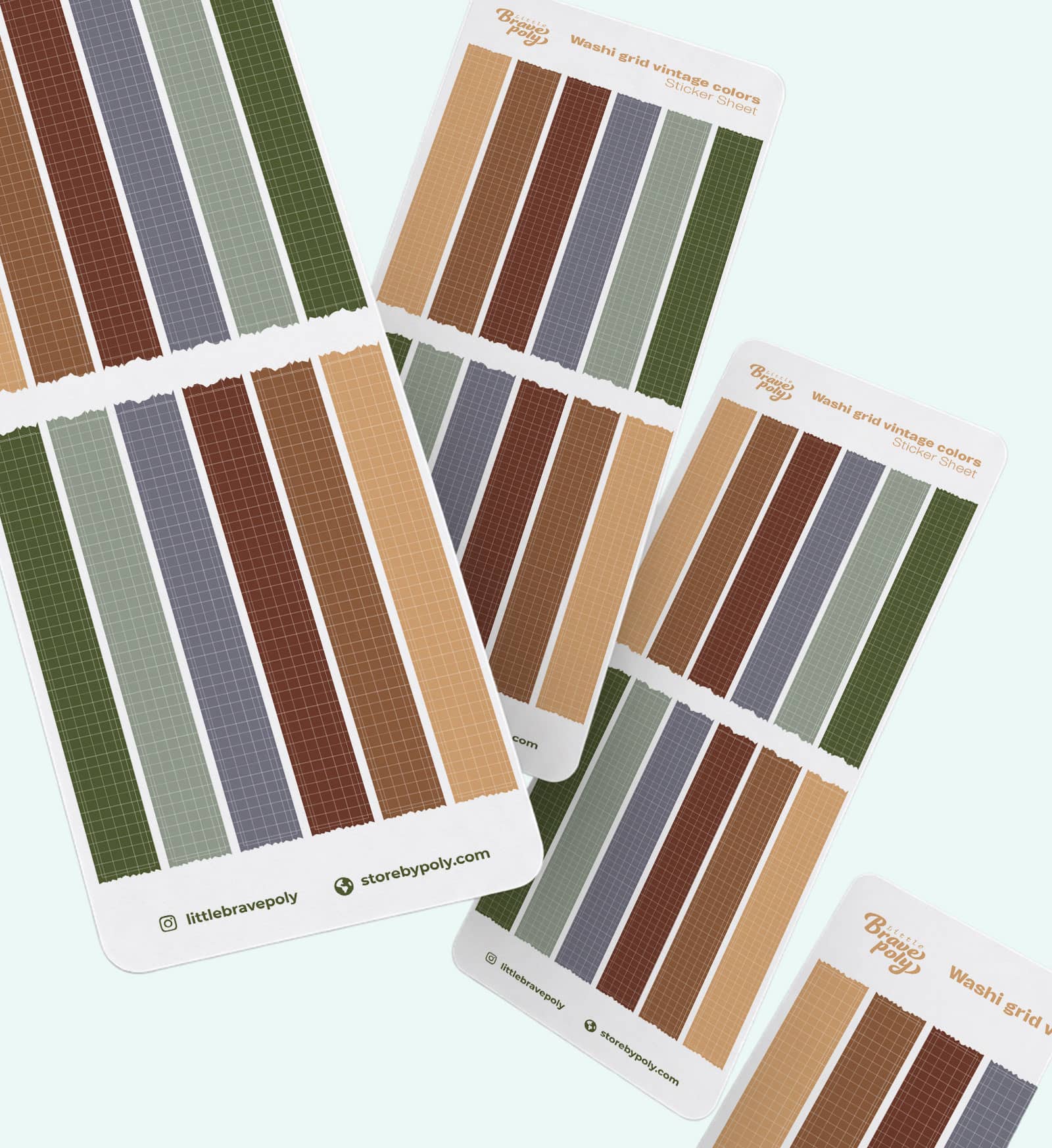 Washi Sticker Sheet · Grid Vintage Colors, foto 1 de 4